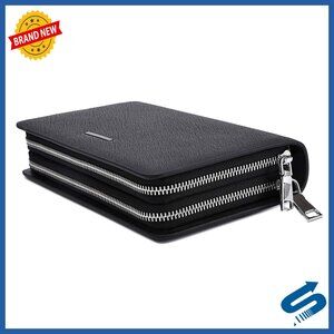 Genuine Leather Men's Clutch Wallet Large Capacity Business Card Holder